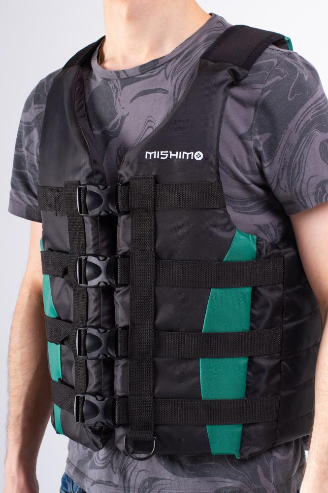 Жилет спасательный MISHIMO PRO Премиум качества Черно-зеленый в Иркутске