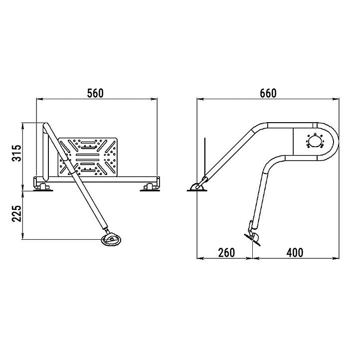 Стойка рулевая с креплением на баллон надувной лодки 25мм в Иркутске
