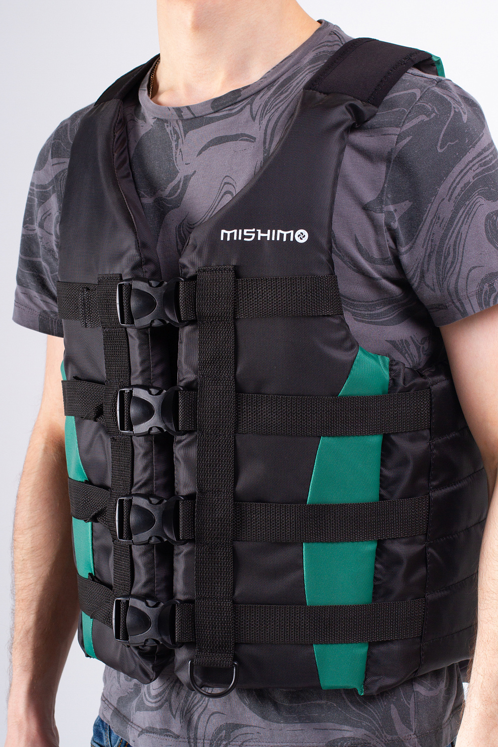 Жилет спасательный MISHIMO PRO Премиум качества Черно-зеленый в Иркутске