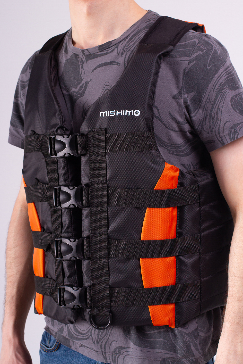 Жилет спасательный MISHIMO PRO Премиум качества Черно-оранжевый в Иркутске